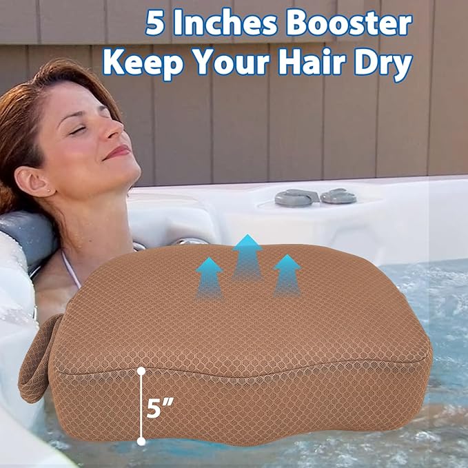 AEROiVi Hot Tub Booster Seat for Adults, 5 Inch Thick Supportive Cushion with Non-Slip Bottom, Weighted for Quick Sink Without Float, Spa Booster Seat for Hot Tub (Including Inflatable), Pool, Bathtub