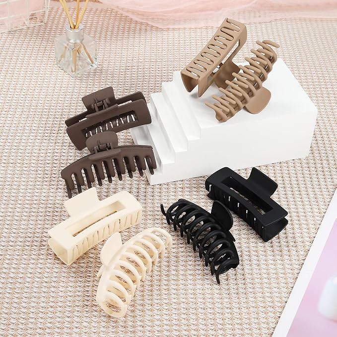laxizar Claw Clip Hair Clip 8 Pack 4.3 Inch Rectangular Hair Clips for Women Girls Large Hair Jaw Clips Hair Clamps