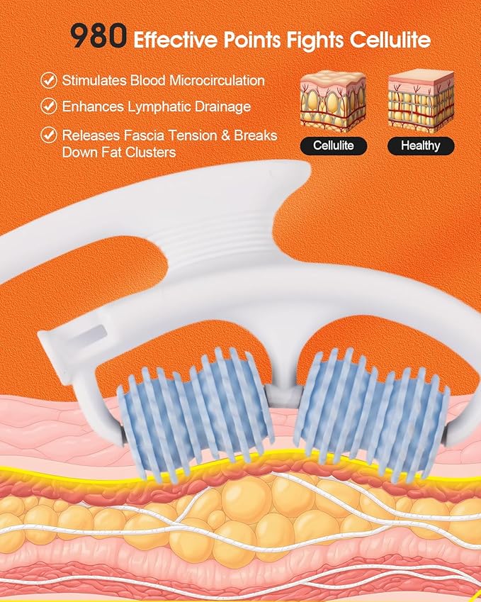 Anti Cellulite Massage Tool - Ergonomic Cellulite Remover for Legs and Arms with Detachable Handles - Smooth-Glide Lymphatic Drainage Massager for Boost Confidence and Tightened Skin (Blue)