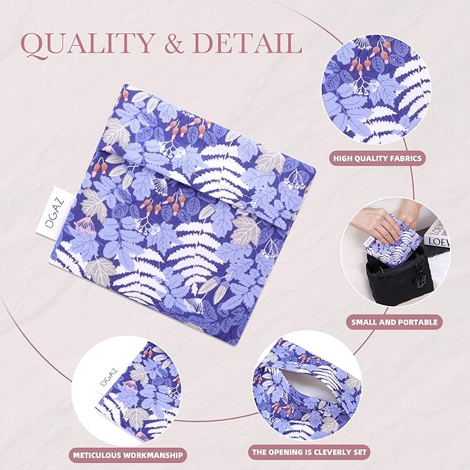 DGAZ Sanitary Napkin Storage Bag, Period Bag for Teen Aged Girls, Portable Period Bag for Panty Liners/Menstrual Cup/Small Tampons，Mini Makeup Bag for Purse(Austere Blue)