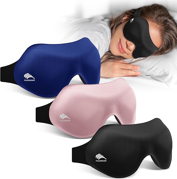 Sleep Mask for Men Women 3 Pack: 100% Blackout Eye Masks for Sleep - Zero Eye Pressure Eye Cover for Lash Extensions - Sleeping Mask for Airplane Travel Essentials Night