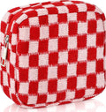 Sanitary Napkin Storage Bag, Menstrual Pad Zipper Bag Checkered Portable Period Bag Panty Liners, Tampon Storage Pouch for Women Ladies Daily Use Storage Purse Travel
