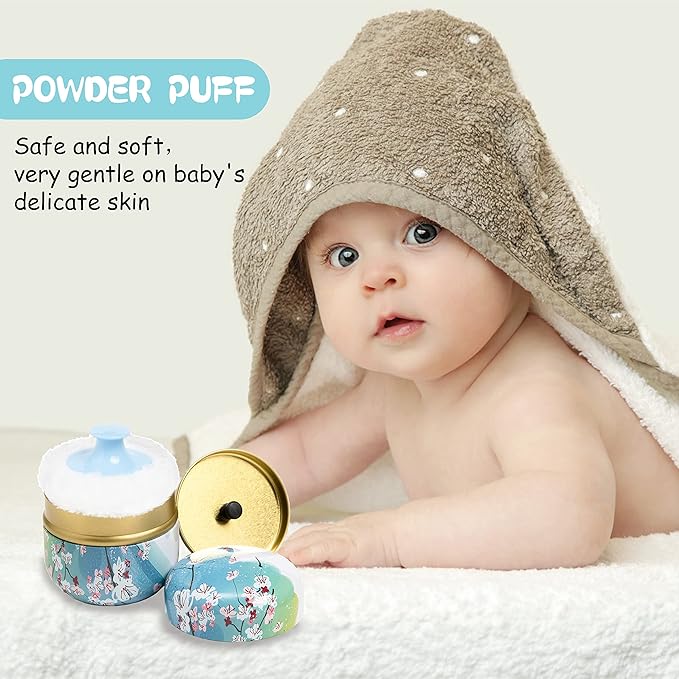 WEMEGA Body Powder Case with Powder Puff Powder Container Tea Box for Baby and Women Powder Puff and Powder Case for Travel (Spring1)