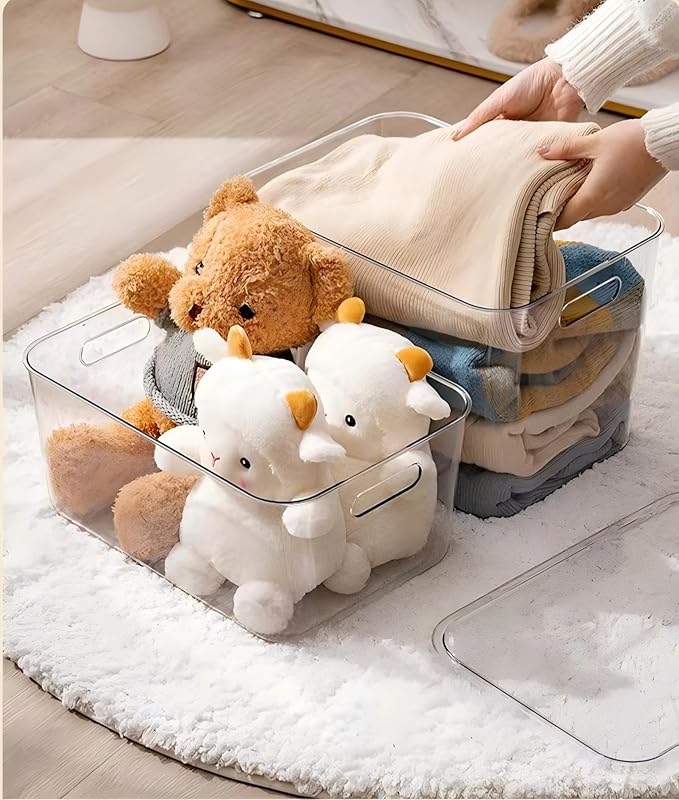 Ytteve 4-Pack Extra Large Clear Plastic Storage Bins with Lids and Handles, 14.4" x 10" x 9.5" Organizer Containers for Closet Shelves Cabinet Office Kitchen Bathroom Laundry