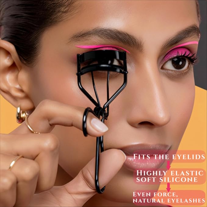 Professional Eyelash Curler with Lash Comb – Award-Winning Design – Pinch-Free, Effortless Curl for a Lash-Lift Effect in Seconds, Perfect for Home or Travel, Grey Black