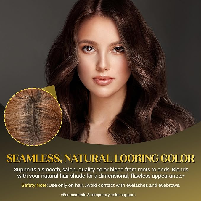 Safe and Convenient Comb Hair Dye | Portable Color Touch-Up Wand | Waterproof and Sweat-Proof | Instantly Covers Gray Roots | Precision Brush for Accurate Coverage | 20g (01# Brown)