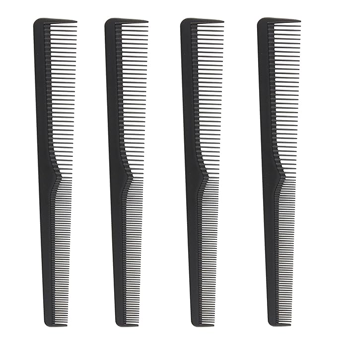 Premium Carbon Fiber Barber Combs - 4 Pack - Heat Resistant Barbers Comb, 7.3 Inch - Ideal for Home and Professional Use, Taper
