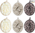 Boao 6 Pcs Bath Shower Pouf Sponge Mesh Pouf Shower Ball Exfoliating Body Sponge Pad Scrubber Glove with Flower Bath Ball (Khaki,Dark Brown,Beige)