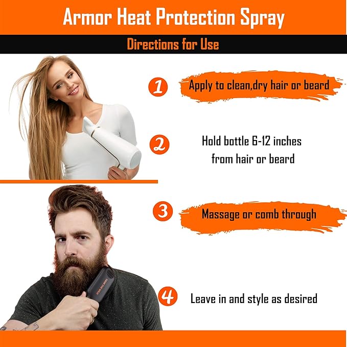 Tame the Wild Beard Straightener with Heat Protectant - Argan Oil, Keratin & Aloe Fortified Spray for Men's Hair & Beard - Large 8.5 Fl Oz Bottle