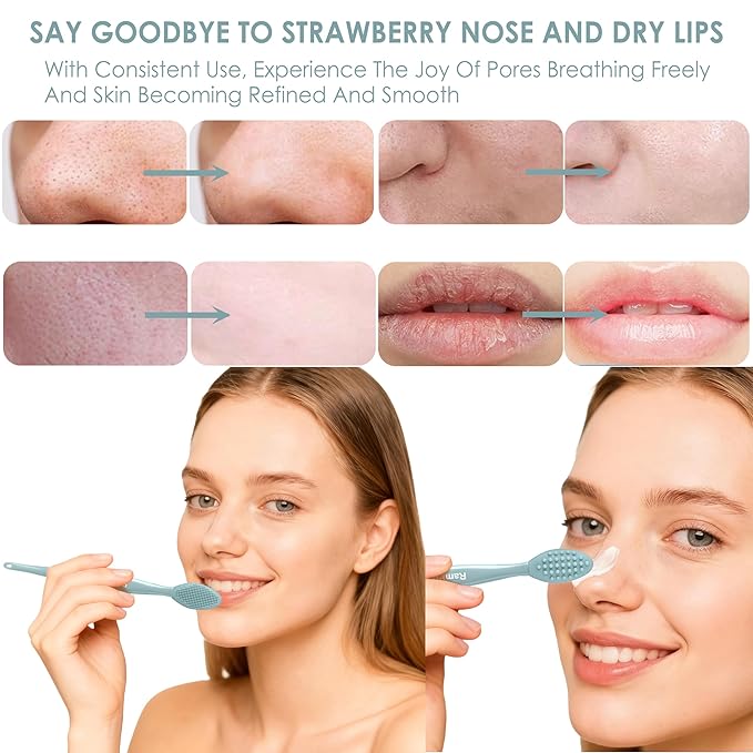 Blackhead Remover Tool, 3-in-1 Face Scrubber, Silicone Scrub Lip Brush, Double Side Lip Exfoliating, Nose Clean Blackhead Removal Brushes (3 Pcs Lip Scrub Brush)