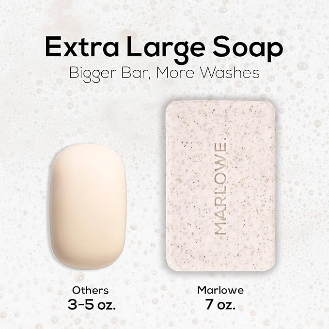 MARLOWE. No. 102 Body Scrub Soap 7 oz (3 Bars), Cedarwood & Sea Salt, Exfoliating Soap Bar with Shea Butter, Olive Oil & Green Tea Extracts, Cleanses, Smooths & Revitalizes Skin, Fresh & Zesty Scent