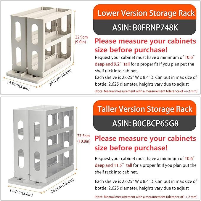 Medicine Organizer 2 Three-Decker Shelves Cabinet Storage Rack Organizer for Holding Vitamins, Supplements Cosmetics (9”H x 5.8”W x 10.4”D) (Dust Gray)