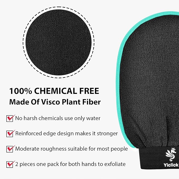 Exfoliating Gloves 2 Pcs, Exfoliating Body Scrubber for Bath Shower Exfoliation, Body Scrub Exfoliator Loofah Sponge for Dead Skin Remover, Korean Exfoliating Mitt (Grey)