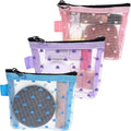 3Pcs Mini Cosmetic Bags, Heart Print Mesh Zipper Bags, Lipstick Accessories Organizer, Makeup Bag for Women, Small Purse Bag, 3 Colors, Style 5