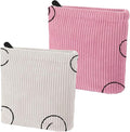 2 PCS Corduroy Period Bag for women, Cute Sanitary Napkin Storage Bag Portable Period Pouch with Zipper, Sanitary Pads Bag Tampons Holder for Purse First Period