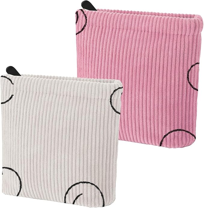 2 PCS Corduroy Period Bag for women, Cute Sanitary Napkin Storage Bag Portable Period Pouch with Zipper, Sanitary Pads Bag Tampons Holder for Purse First Period