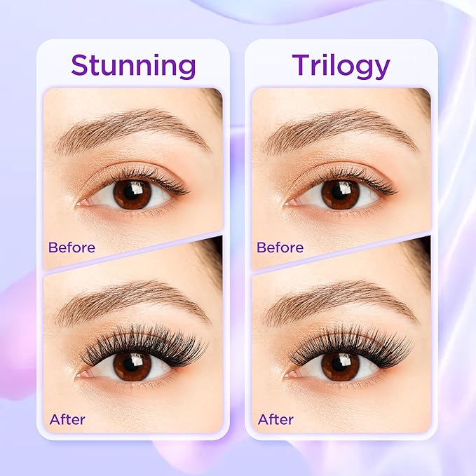 Lash Extension Kit DIY Lash Clusters Kit Eyelash Extensions Individual Lashes Extensions with (Lash Bond,Tweezers,280Pcs,Stunning+Trilogy,10-16)