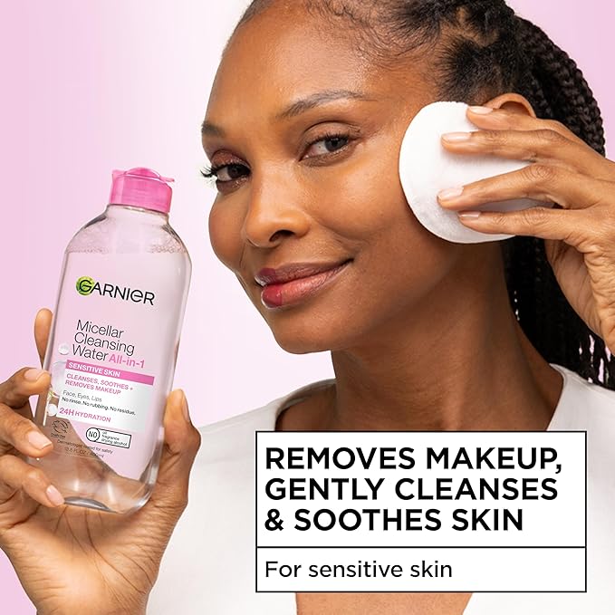 Garnier Micellar Water, Hydrating Facial Cleanser & Makeup Remover, Suitable for Sensitive Skin, Vegan, Cruelty Free, 13.5 Fl Oz (400mL), 2 Count