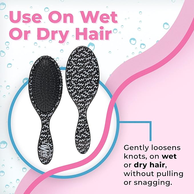 Wet Brush Original Detangler Brush - Squiggle, Hipster - All Hair Types - Ultra-Soft Bristles Glide Through Tangles with Ease - Pain-Free Comb for Men, Women, Boys & Girls (Pack of 3)