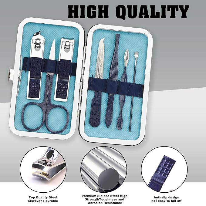 Nail Kit,Travel Essentials,Manicure Kit,Nail Clippers for Men,Nail Clipper Set,Mens Manicure Set,Nail Accessories,Manicure Tools,Manicure and Pedicure Kit,Stocking Stuffers for Men