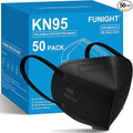 Funight KN95 Face Masks 50 Pack 5-Ply Breathable Filter Disposable Face Masks Black