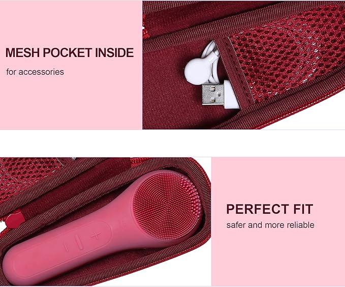 co2CREA Hard Carrying Case Compatible with NågraCoola CLIE 2 1 Sonic Facial Cleansing Brush (Berry)