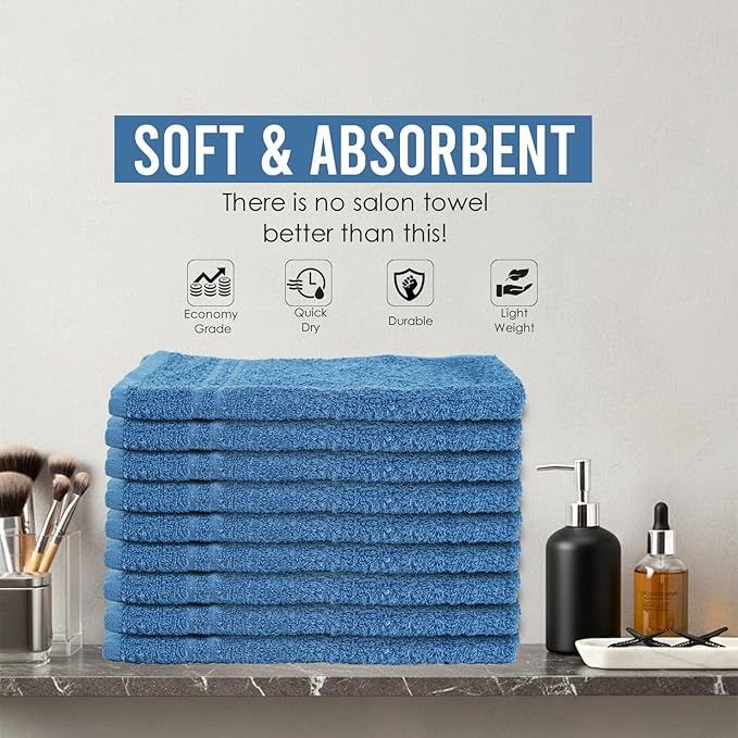 24 Pack Navy Blue Hand Towel 100% Cotton Spa Towel – 16x26 inches Highly Absorbable Facial Towels Gym, Hair Towel and Face Towel Bulk Small Towels (Not Bleach Proof)