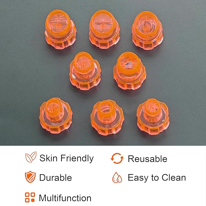 Plastic Cap Beaty Machine Spare Parts Water Peeling Tips 8pcs Per Set For Elitzia ETNS900 ETAF131T (Orange)