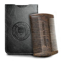Sandalwood Beard Comb for Men – Pocket-Size Anti-Static Wooden Grooming Comb with Protective Case – For Beard, Mustache & Hair