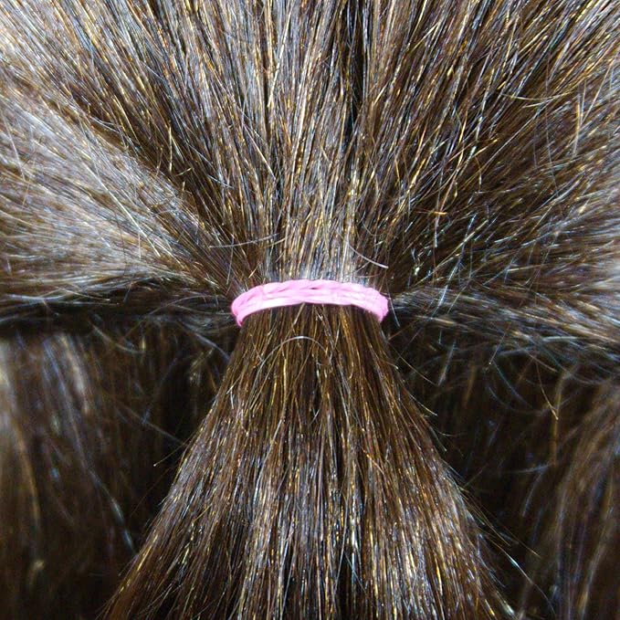 Amelia Beauty 500 Count Small Rubber Bands for Hair – ½" Pink - Made in USA - Recloseable Container - Mini Hair Elastics for Braids, Ponytails, Cornrows & Twists – Strong Hold Ponytail Holders