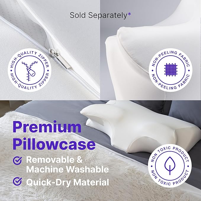 MAAS & BATH Ergo Z Pillow - 2-in-1 Ergonomic Pillow Made for Any Sleep Position, Breathable 100% Memory Foam, Inner Cover, Lightweight, Non-Toxic, Odorless Sleep-Friendly Support