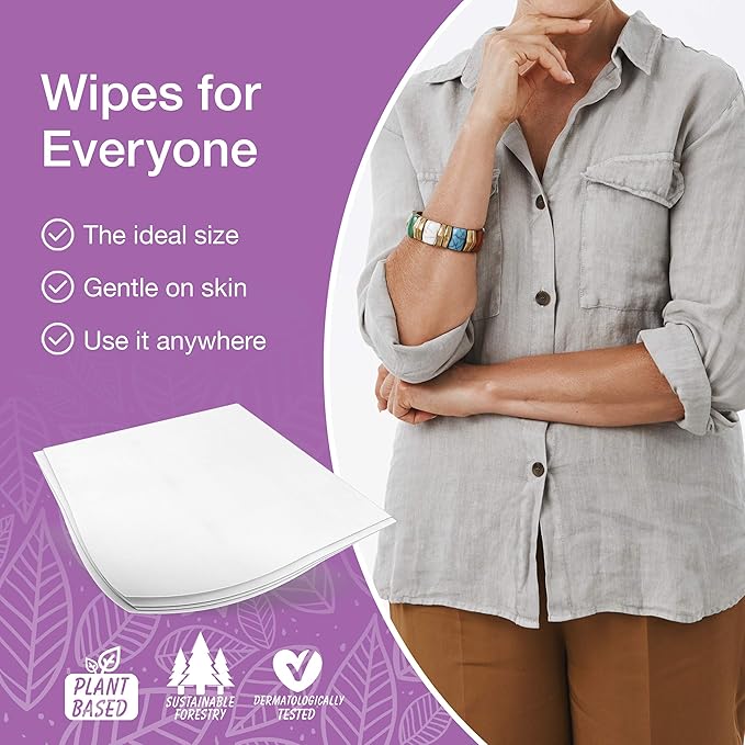 Veeda Natural Cotton Body Wipes for Adults - 50 Count, Hypoallergenic & pH Balanced Wet Wipe - Unscented Personal Cleansing Wipe Safe for Sensitive Skin, Plant based Soft Wipes