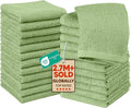 Utopia Towels 24 Pack Cotton Washcloths Set, 100% Ring Spun Cotton, Premium Quality Flannel Face Cloths, Highly Absorbent and Soft Feel Fingertip Towels, Sage Green