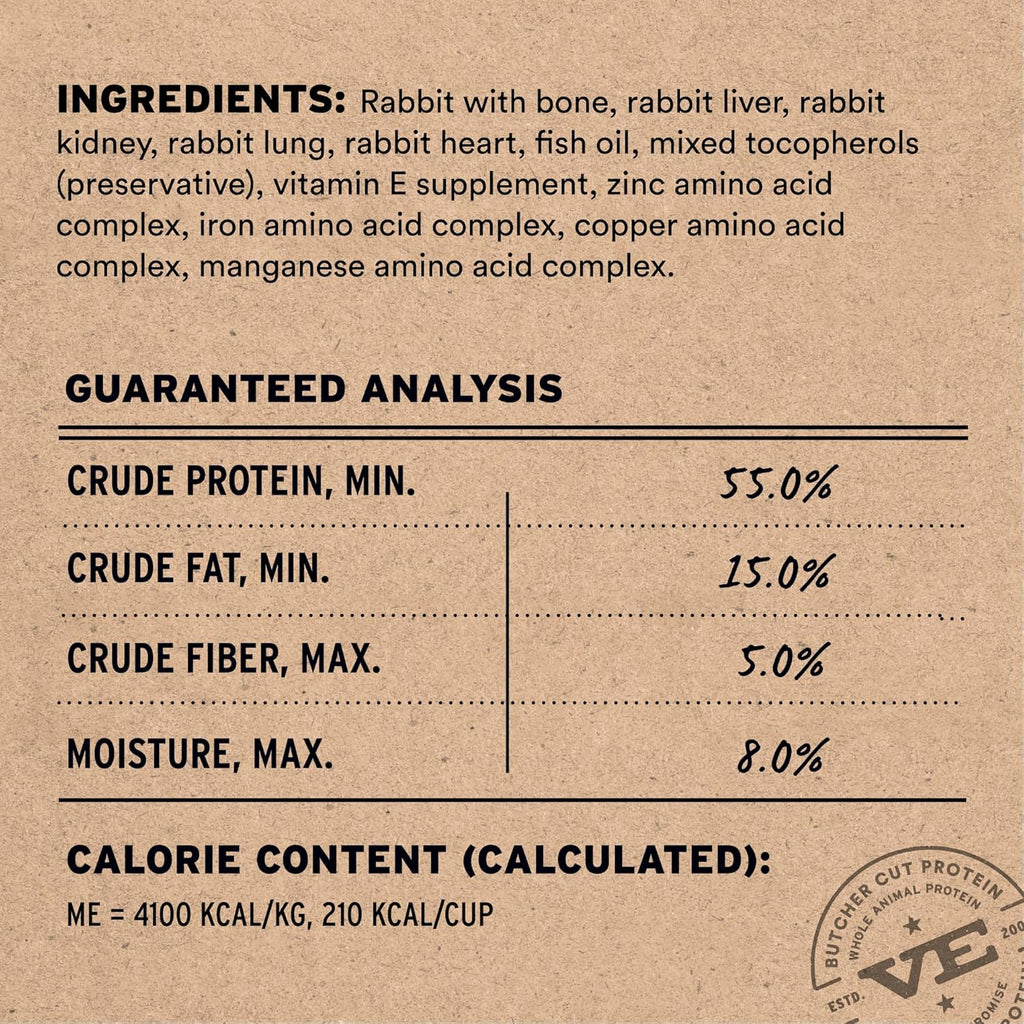 Vital Essentials Freeze-Dried Raw Rabbit Meal or Mixer Dog Food Crunchy Mini Nibs, 14 oz