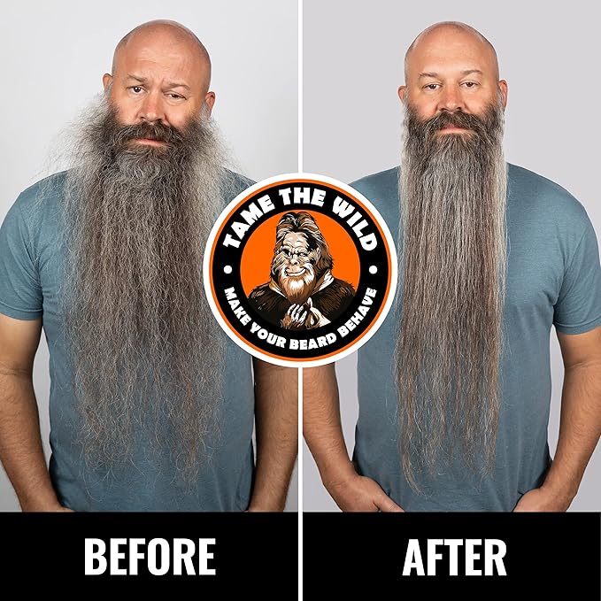 TAME The Wild Beard Brush and Beard Straightener for Men - Ionic Heated Comb with 3 Adjustable Temps - Wooden Beard Comb for Grooming - Anti-Scald Safety - for All Hair Types (Pack of 2)
