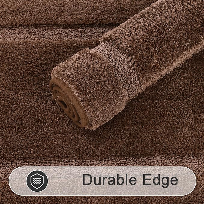 SHACOS Super Soft Bathroom Rugs Set of 2 Pieces 32x20 inch Microfiber Bath Rugs Non Slip Washable Bath Mats Absorbent Bathroom Mats for Shower Tub, Coffee Brown
