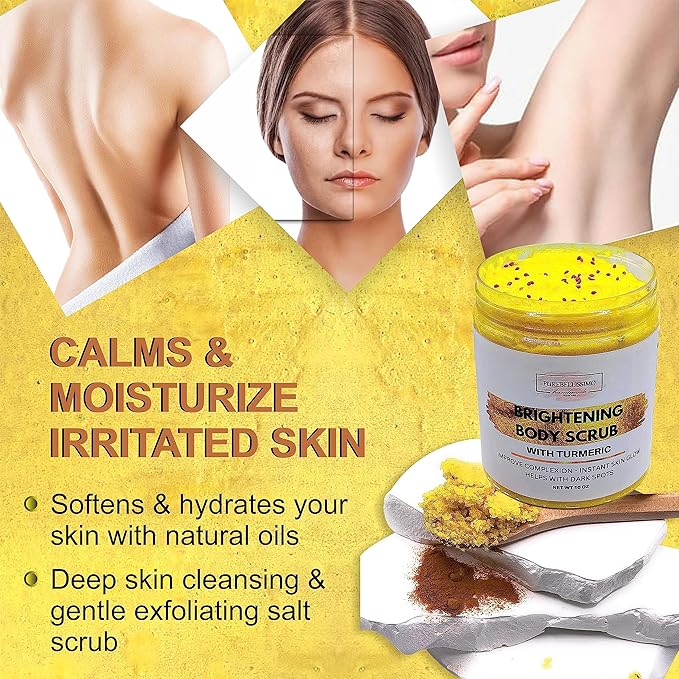 SUGAR BODY SCRUB Brightening Turmeric Exfoliant for Dark Spots