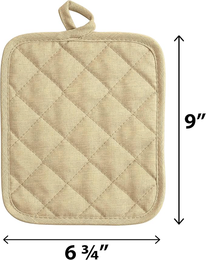 American Linen Pot Holders, Hot Pads, Table Pads for Kitchen and Dining Table, Non Slip Heat Resistant Hot Pot Holder (Sand, 8 Pack)