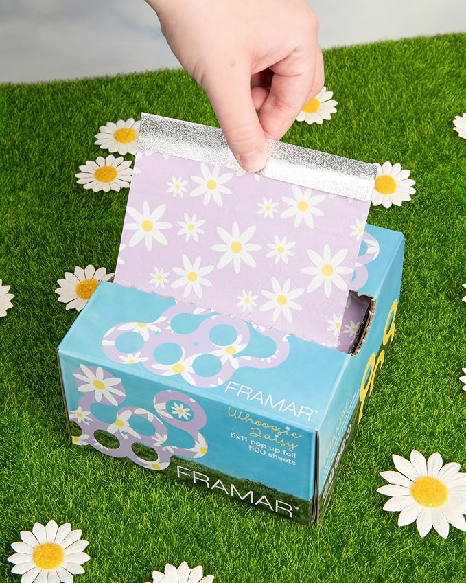 Framar Daisy Hair Foils For Highlighting - Pop Up Hair Foil, Highlight Foils For Hair, Aluminum Foil Sheets, Salon Foils For Hair Stylist, Hair Dye Supplies, Non Slip 500 Pop Up Foil Sheets