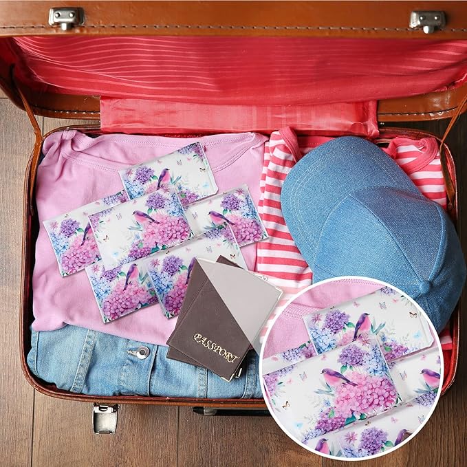 Geyee 50 Packs Tissue Travel Size Facial Paper Napkins Travel Packs Disposable Pocket Tissues for Wedding Guest Traveling School Purse Home Supplies, 500 Sheets 3 Ply(Hydrangea)