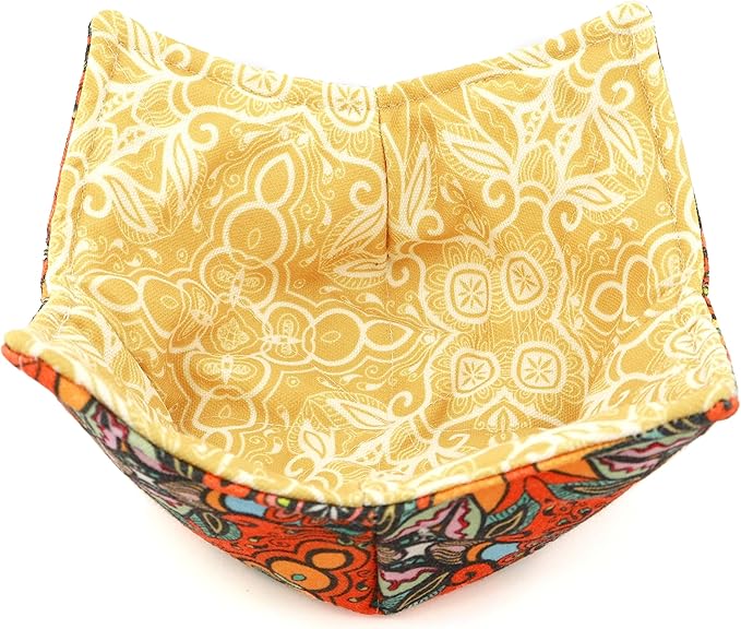Cotton Microwavable Bowl Cozy, Microwave-Safe Hot Bowl Holders, Soup Bowl Cozy Bowl Hot Pads (D)