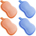 Tatuo 4 Pieces Baby Bath Sponge Cotton Baby Sponge Toddler Soft and Absorbent Loofah for Kids Babies Men Women(Orange,Blue)