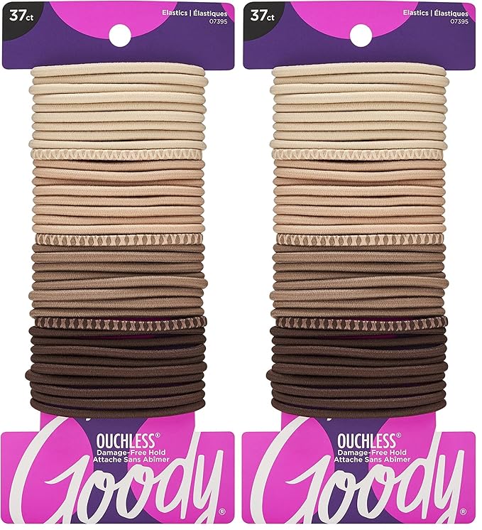 Goody Ouchless Hair Elastics – No Pull,No Breakage,Tangle-Free Hold for Thick,Curly,Coily & Textured Hair –,Blonde,Long-Lasting Ponytail Holders for Women & Men,37 Count (Pack of 2)