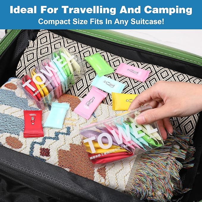 140 Pack Disposable Compressed Face Towels - 11x 7.87inch Portable Compressed Towel Tablets - Reusable Cotton Facial Towel for Travel, Outdoor, Camping, Hotel, Gym, Daily Use, Dog ,Beauty Salon