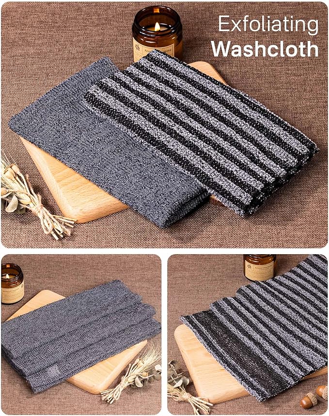 Yiclick 2PCS Exfoliating Washcloth Towel - Exfoliating Body Scrubber Exfoliator, Loofah Sponge Wash Cloth, Korean & Japanse & African Net Sponge Rag - Back Scrubber Washer for Use in Shower Bath