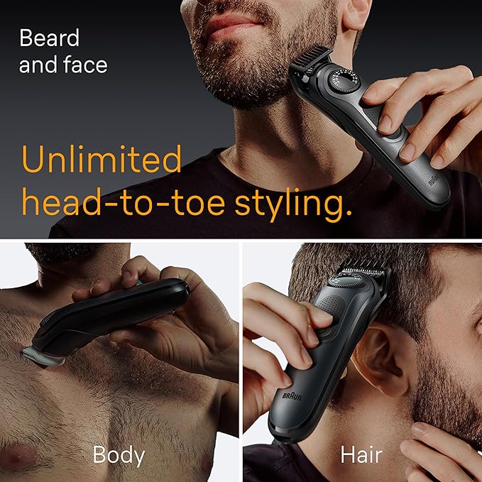Braun All-in-One Style Kit Series 5 5471, 8-in-1 Trimmer for Men with Beard Trimmer, Body Trimmer for Manscaping, Hair Clippers & More, Ultra-Sharp Blade, 40 Length Settings, Waterproof