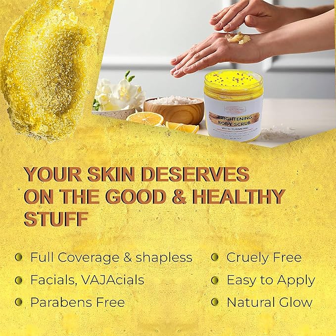 SUGAR BODY SCRUB Brightening Turmeric Exfoliant for Dark Spots