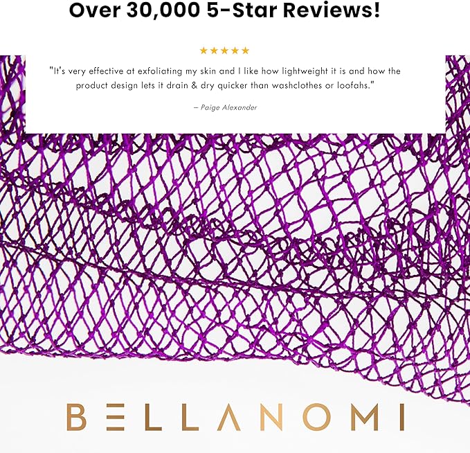 Bellanomi African Exfoliating Net Sponge, Authentic, Ethically sourced from Nigeria, 45 inches Long, Back Scrubber for Daily use (Indigo)