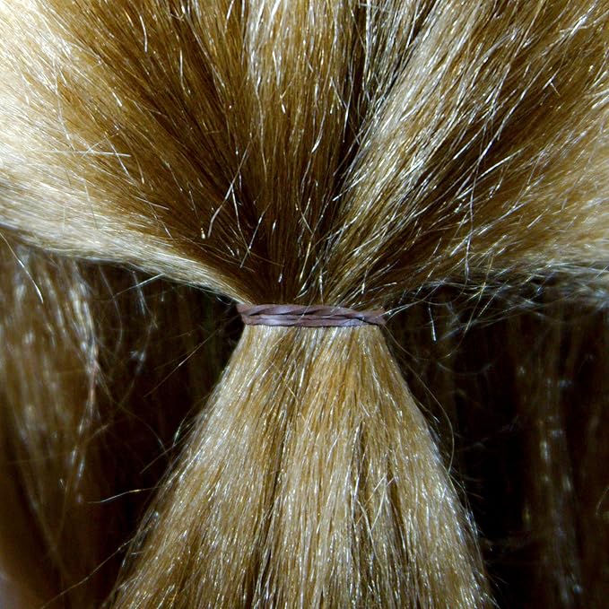 Amelia Beauty 500 Count Small Rubber Bands for Hair – ½" Brown - Made in USA - Recloseable Container - Mini Hair Elastics for Braids, Ponytails, Cornrows & Twists – Strong Hold Ponytail Holders