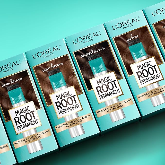 L’Oréal Paris Magic Root Permanent Hair Color, 10 Minute Hair Dye Kit to Rescue Roots with 100% Gray Hair Coverage, 5G Medium Golden Brown, 2 Pack (Packaging May Vary)